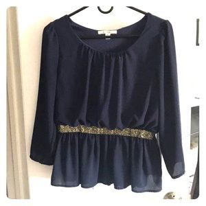 Navy Belted Top